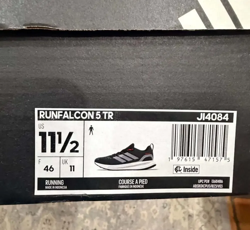 Adidas Men's Runfalcon 5 TR Running Shoes Core Black/Silver Metallic/Carbon